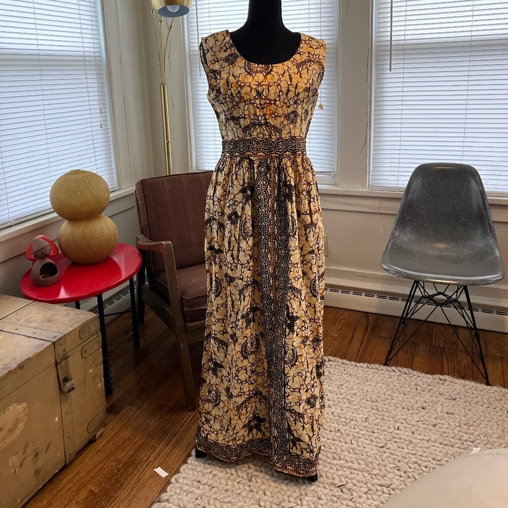 batik boho beach festival handmade cottage art to wear small maxi